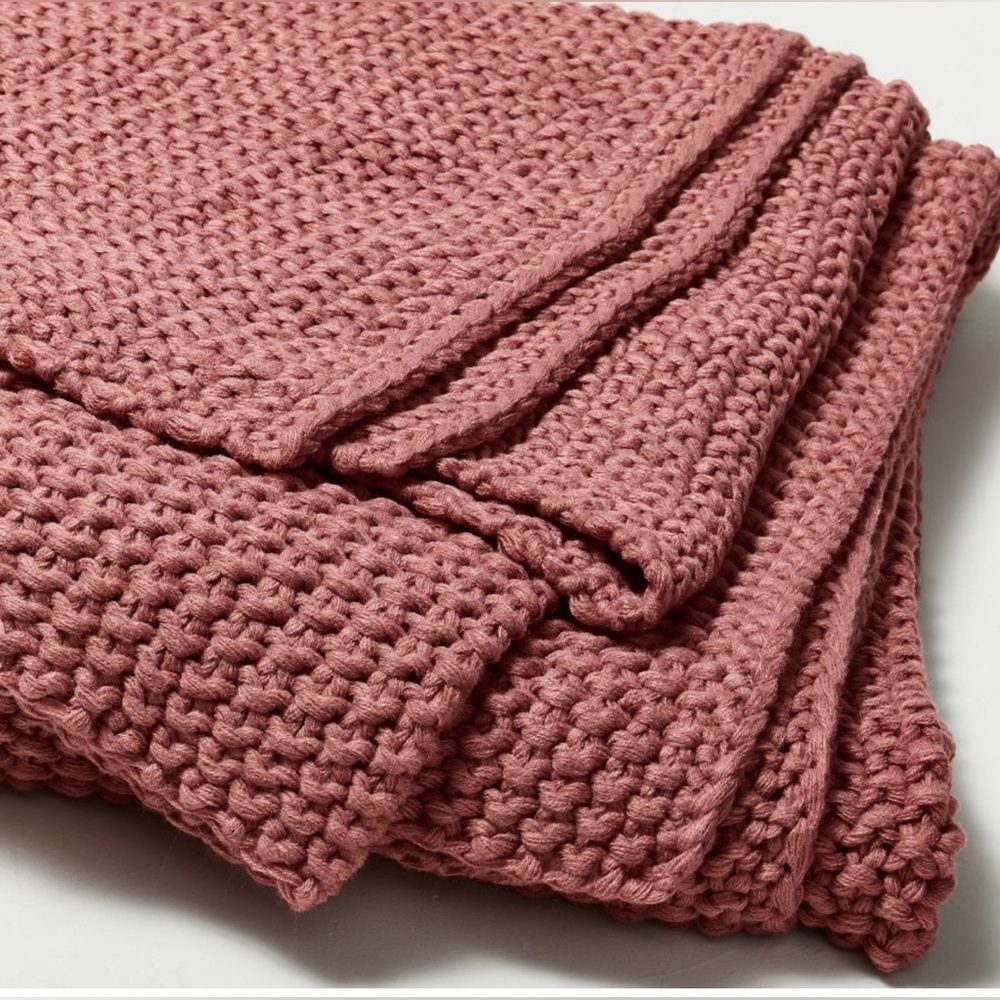 Casaluna Knit Blanket in a warm Rose Pink